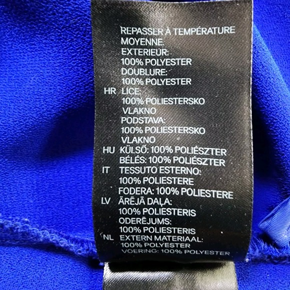 H&M Royal Blue Dress Womens 8‎ Silver Zipper Pockets Classic 3/4 Sleeve Y2K 90s - Picture 16 of 16